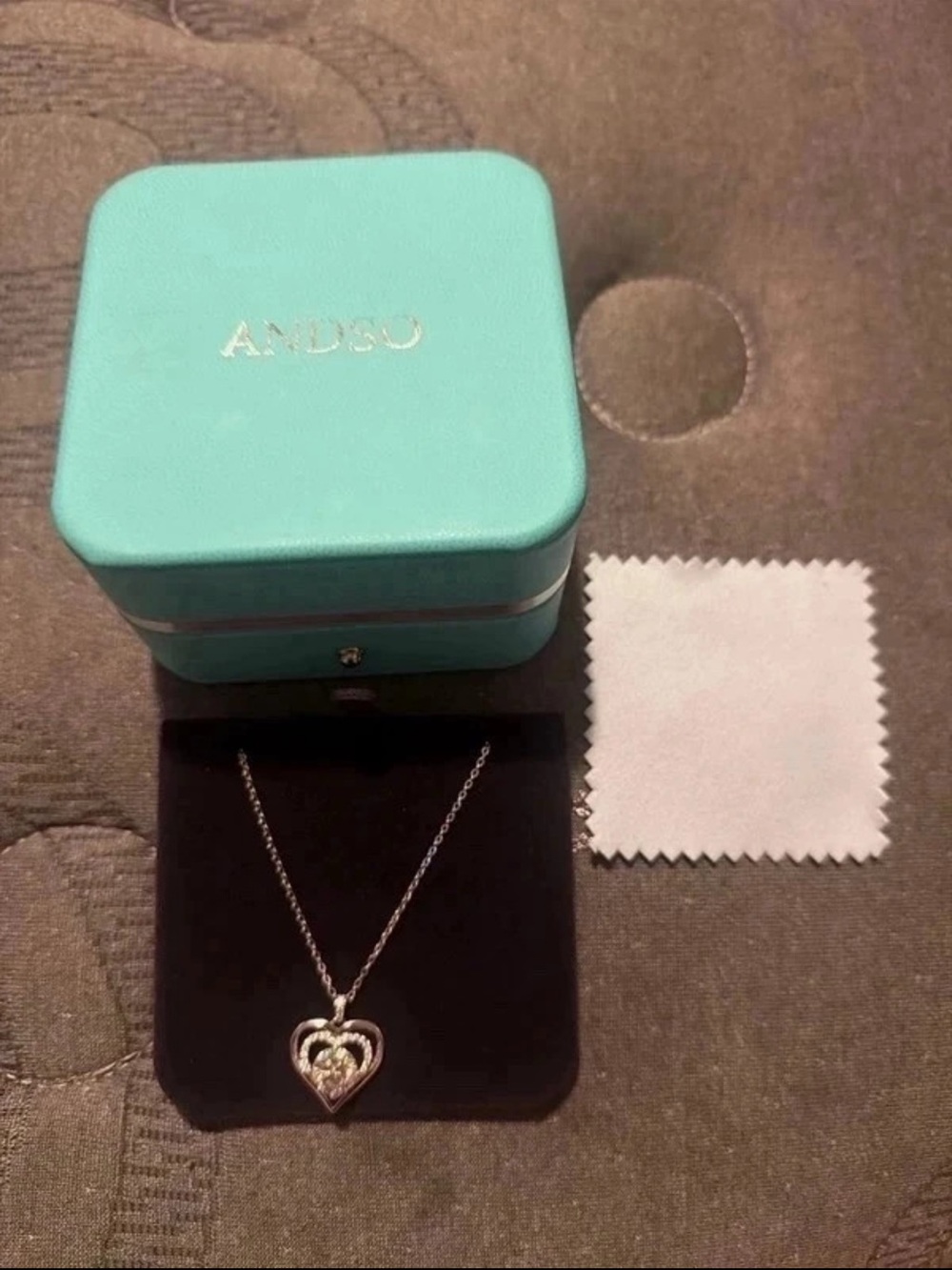 Silver Heart Pendant Necklace with Turquoise Gift Box